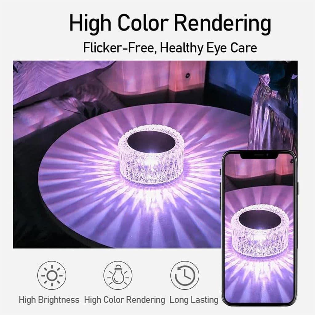 Lampe de Table en Cristal à Gradation tactile, Veilleuse Rechargeable par USB — صورة 4