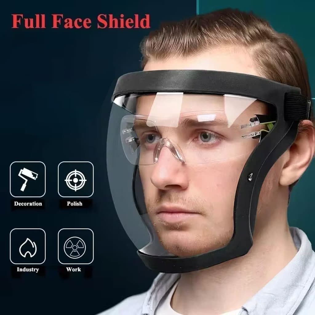 Masque facial intégral HD transparent, super protecteur anti-buée et respirant — صورة 3