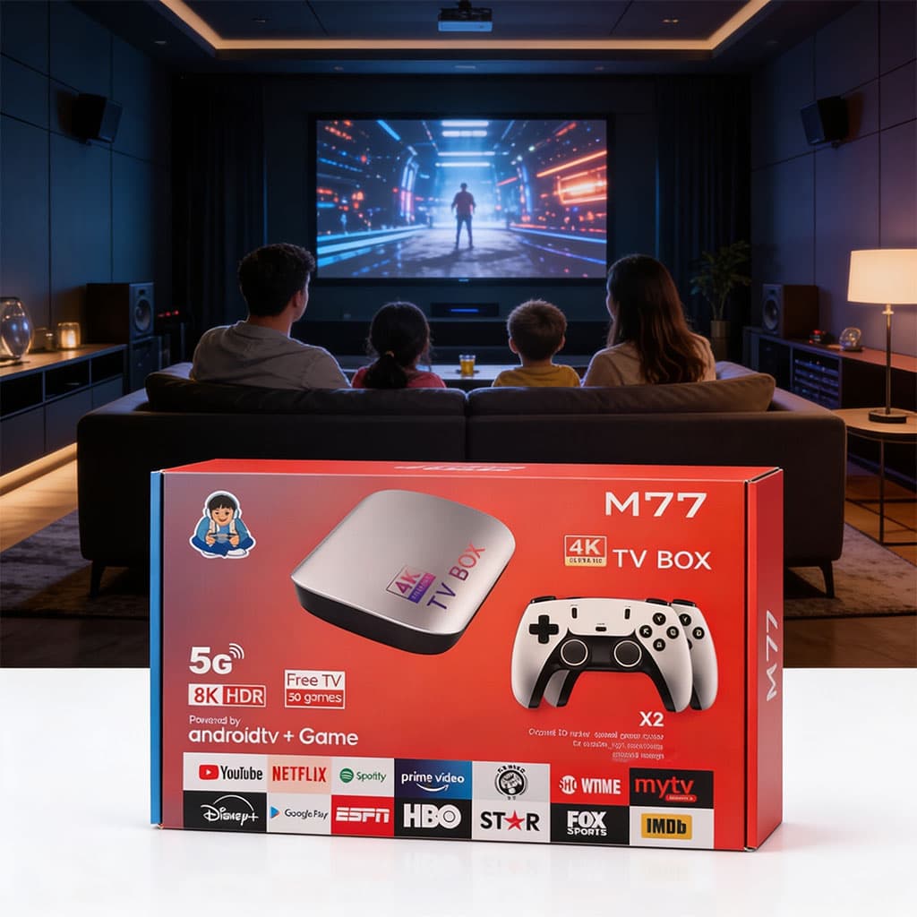 TV Box & Game Console M77 Ultra HD avec Deux Manettes et Télécommande - جهاز الترفيه والألعاب المتكامل - Jouet & Gaming - صورة 4