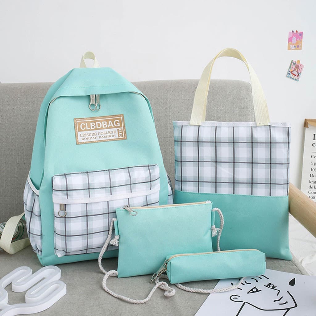 Ensemble de sacs d’école Kawai pour adolescents 4Pcs CLBD V4 Vert – محفظة 4 قطع كاواي أخضر — صورة 1
