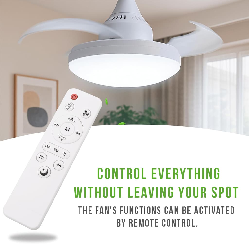 Ventilateur de plafond rétractable avec lumière réglable et télécommande — صورة 3