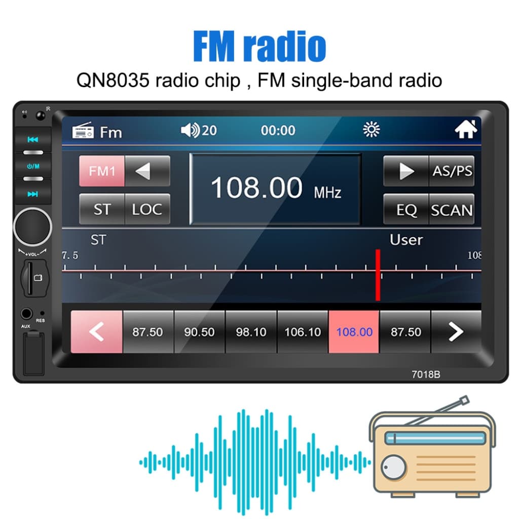 DVD Mp5 Auto-radio écran tactile 7 Pouce Bleutooth. USB AUX .CARD SD. Standard — صورة 2