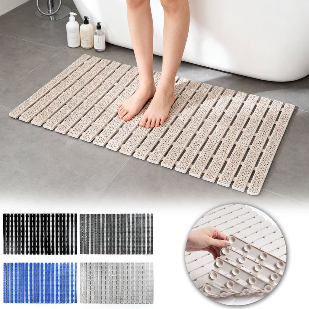 Tapis de baignoire et de douche antidérapant avec trou d’évacuation – بساط حمام مضاد للإنزلاق — صورة 1