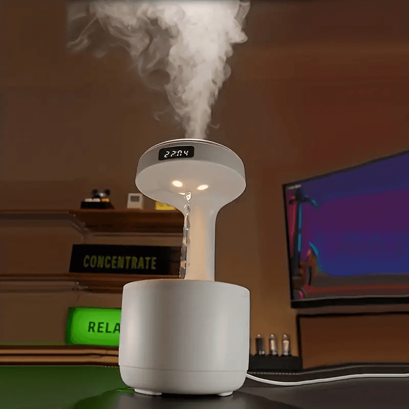 Réveil et Humidificateur d’air gouttelettes d’eau Anti-gravité 800ml — صورة 12