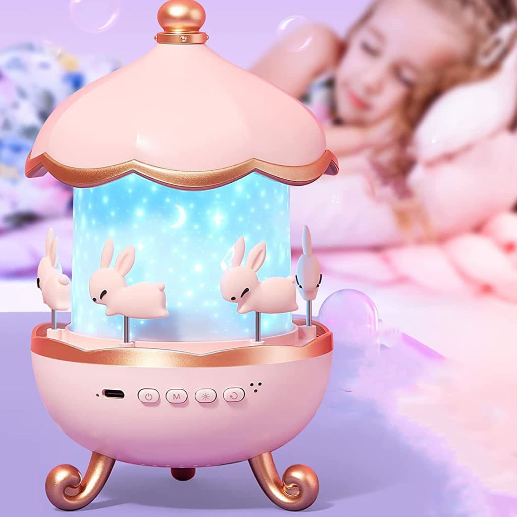 Projecteur ciel étoilé lapins rotation à 360° pour chambre d’enfants – جهاز تنويم الأطفال برسومات ملونة — صورة 5