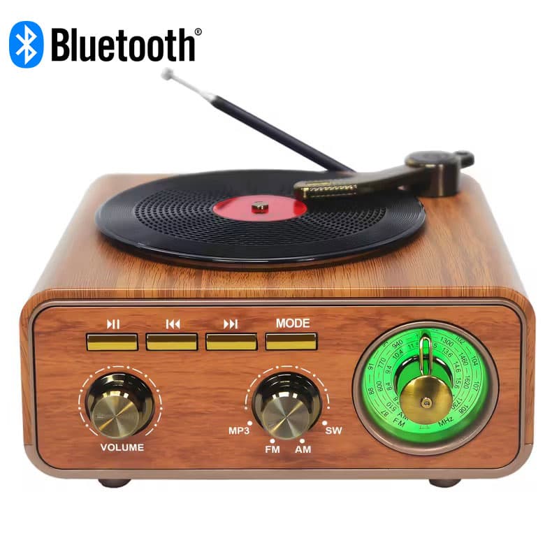 Haut Parleur et Radio tourne-disque vintage Bluetooth Sans Fil – مكبر صوت بلوتوث على شكل راديو — صورة 1
