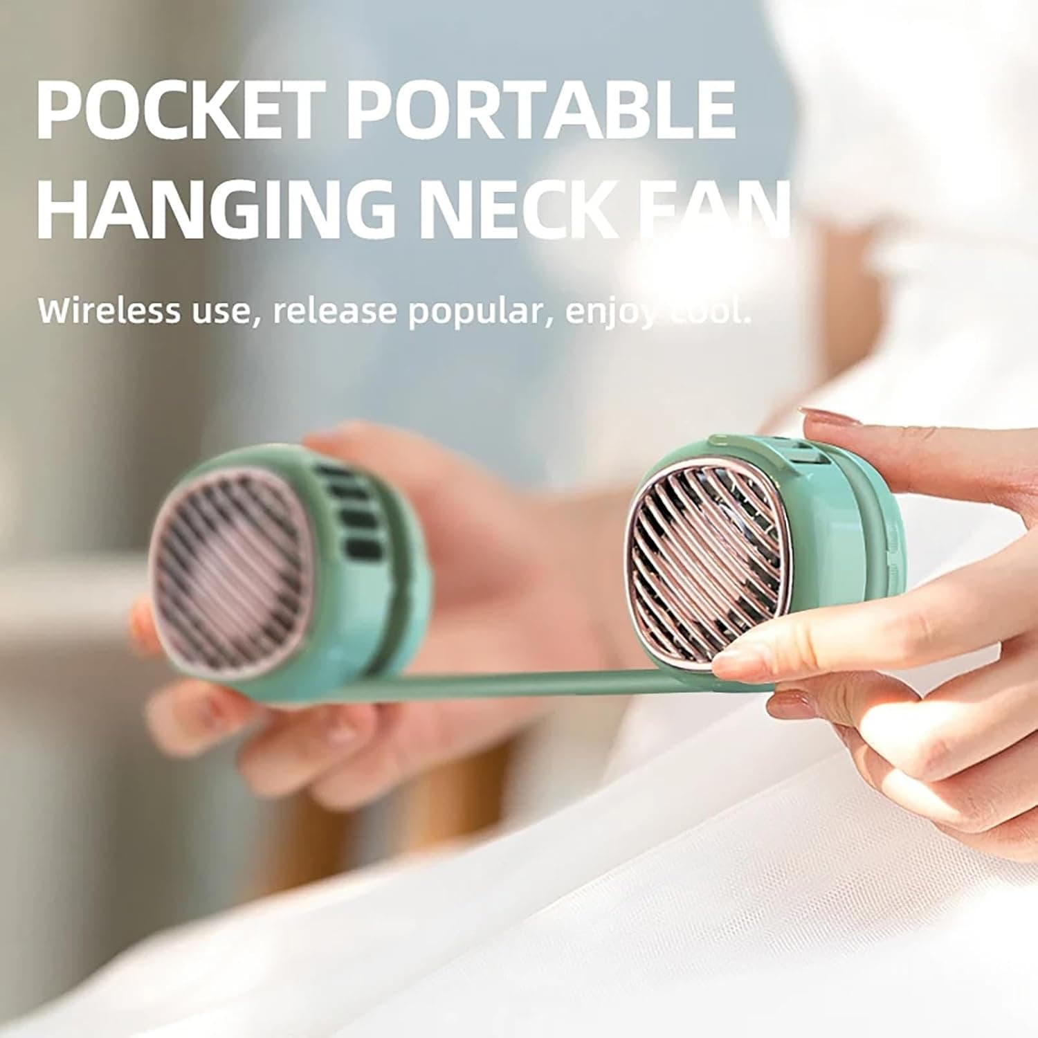 Ventilateur de Cou Portable Pliable - Design Macaron Écran LED et Rechargeable USB-C - مروحة الرقبة المحمولة والذكية القابلة للطي بـ 5 سرعات وشاشة - Électronique - صورة 6