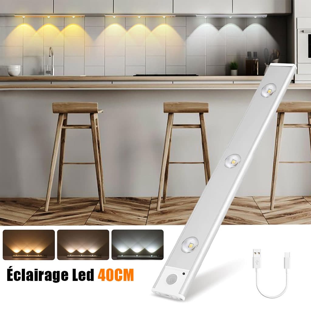 Lampe LED Rechargeable avec Détecteur De Mouvement Intérieur 3 Modes 40CM – مصباح مناطق ضيقة بعدة أوضاع — صورة 1