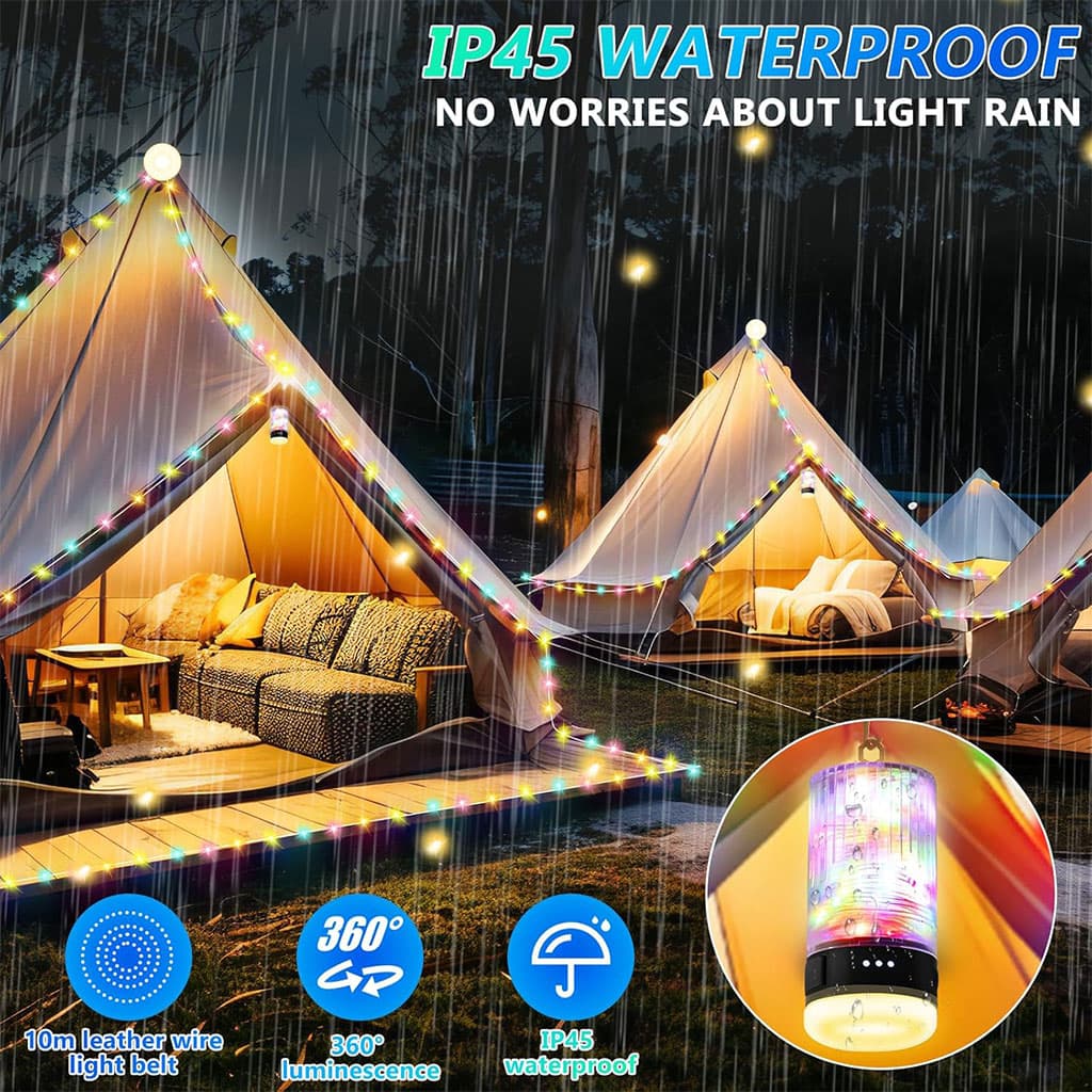 Lampe de Camping Enroulable avec Guirlande Lumineuse 10m – مصباح تخييم محمول وقابل للشحن — صورة 5
