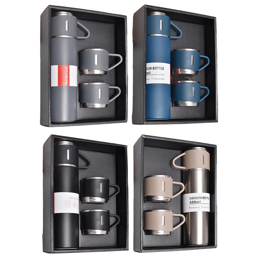 Ensemble Thermos avec 3 tasses thermique 500ml en acier inoxydable — صورة 4