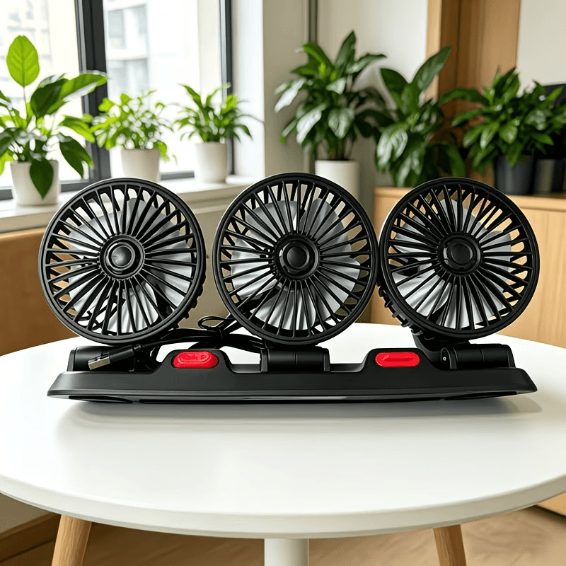 Ventilateur de Voiture USB Haute Vitesse 360° Réglable 3 Têtes 12/ 24 V - مروحة سيارة قابلة للتعديل بزاوية 360 درجة بثلاثة رؤوس - Accessoires Auto/Moto - صورة 3