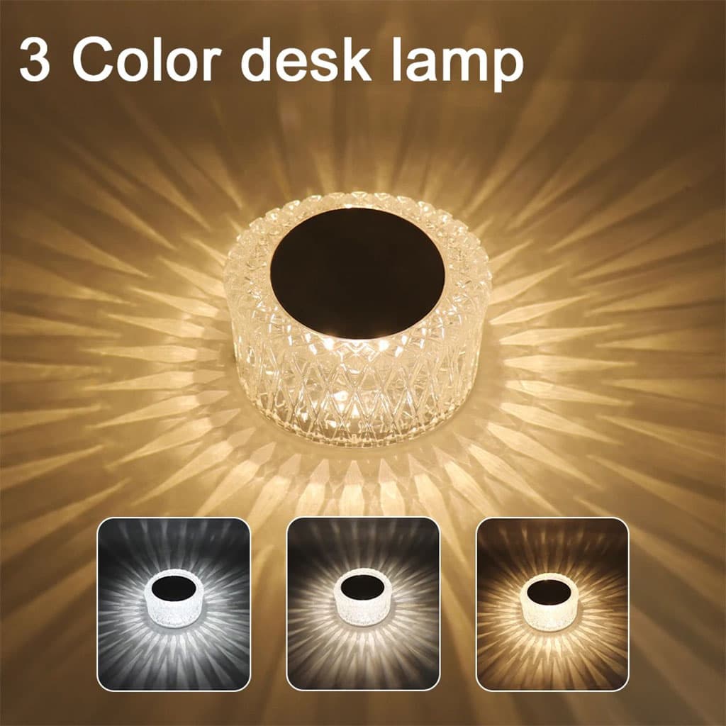 Lampe de Table en Cristal à Gradation tactile, Veilleuse Rechargeable par USB — صورة 6