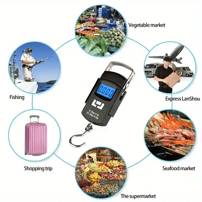 Balance à bagages numérique portable avec écran LCD 50KG/10G WH-A08 — صورة 5