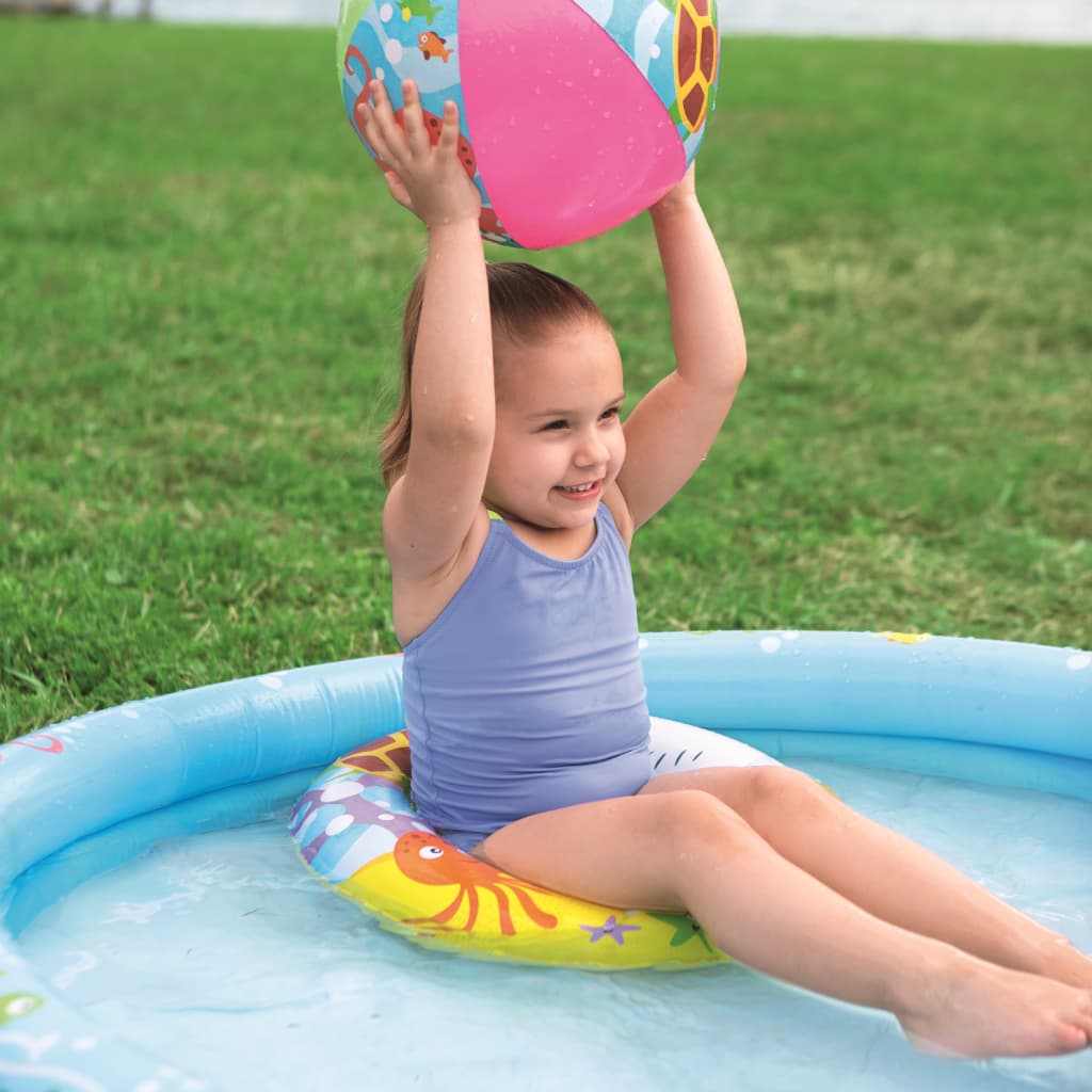 Piscine Ronde Gonflable Avec Bouée Et Ballon De Plage 122 x 20 cm Bestway #51124 — صورة 8