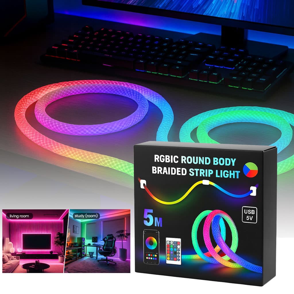 شريط إضاءة ملونة 360° | Bande LED Tube App Control | 5m USB 5V — صورة 1
