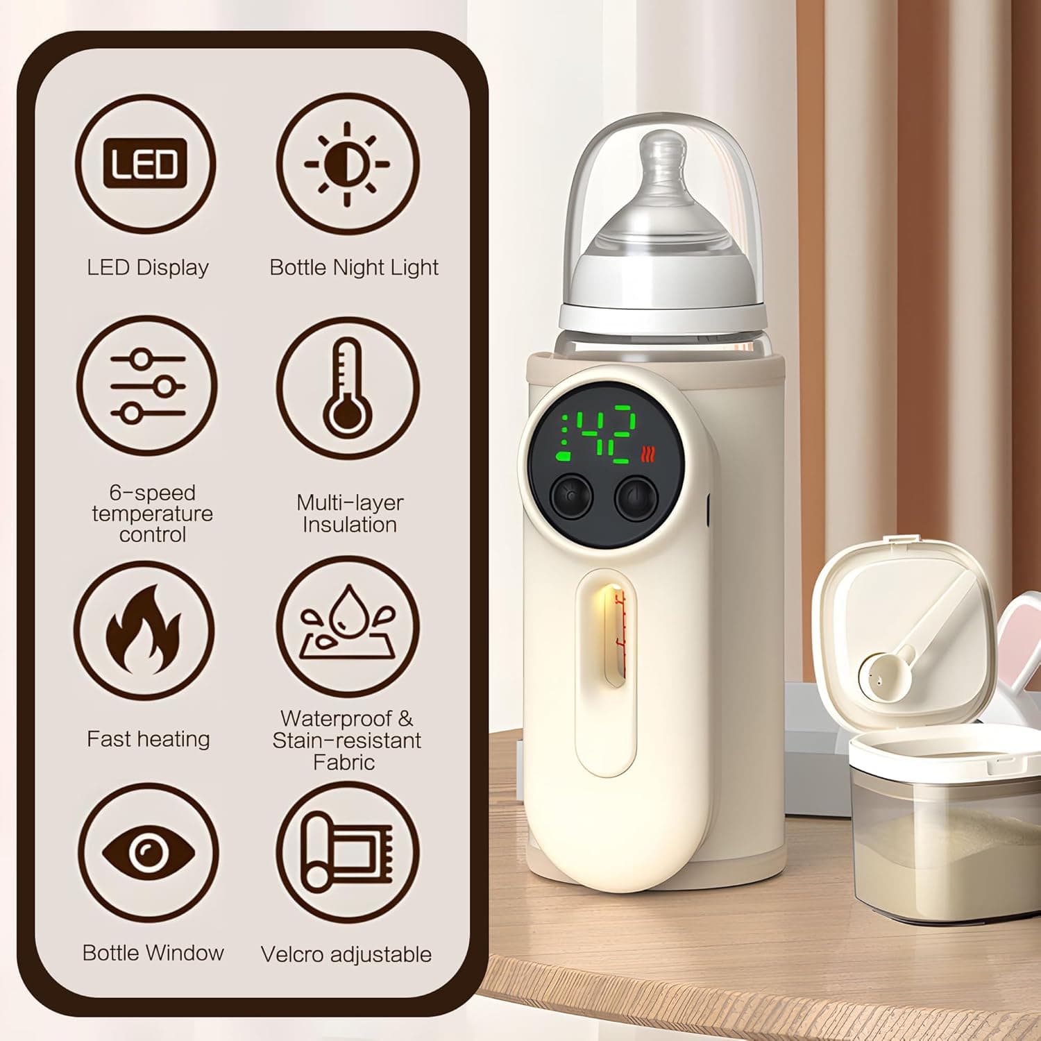 سخان قارورة حليب | Chauffe-biberon USB Rechargeable | عرض درجة الحرارة — صورة 5