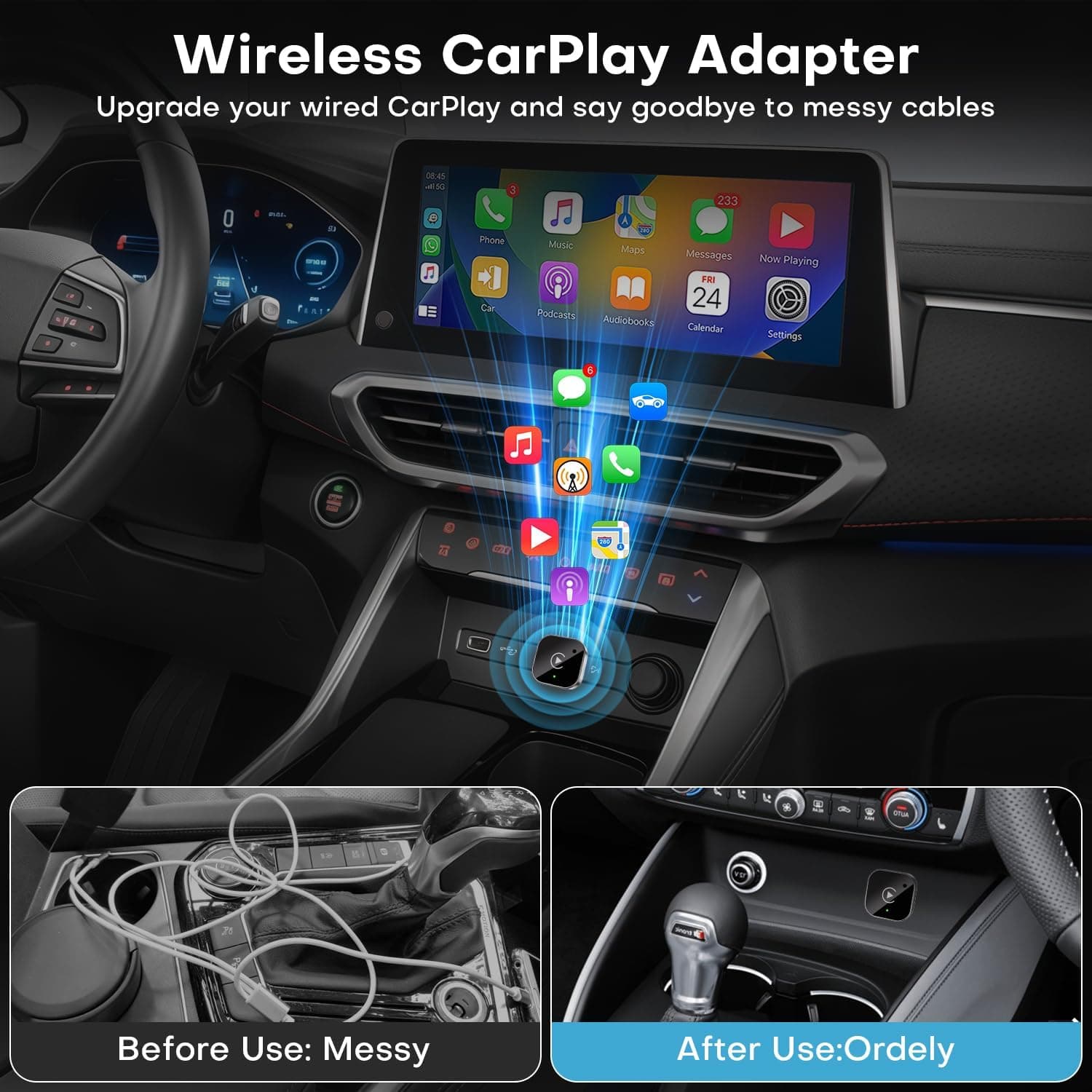 Adaptateur Sans Fil CarPlay et Android Auto pour Voitures - محول السيارة الذكي 2 في 1 - Accessoires Auto/Moto - صورة 2