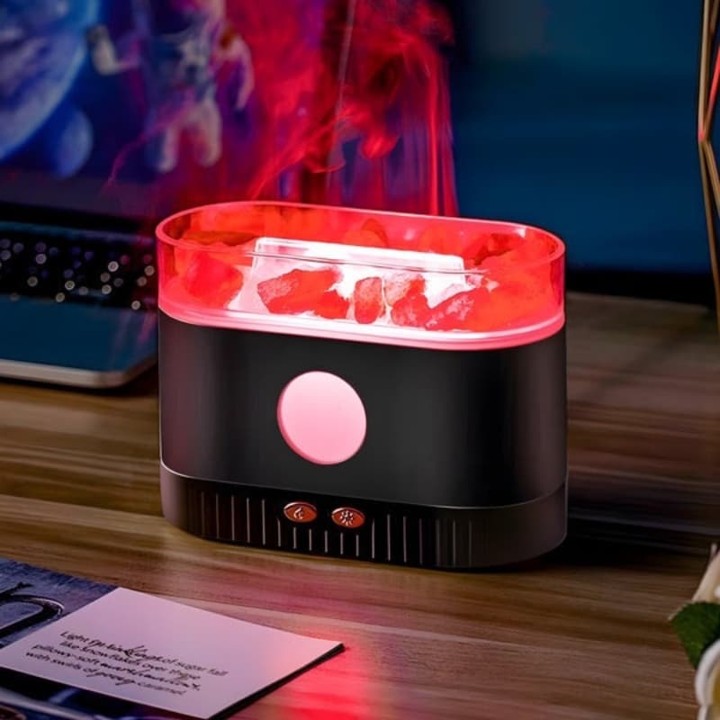 Humidificateur flamme multicolore des huiles essentielles aromatiques en pierre de sel 200ml - موزع روائح الزيوت العطرية باللهب مع صخور الملح الكريستالي 200 مل — صورة 1