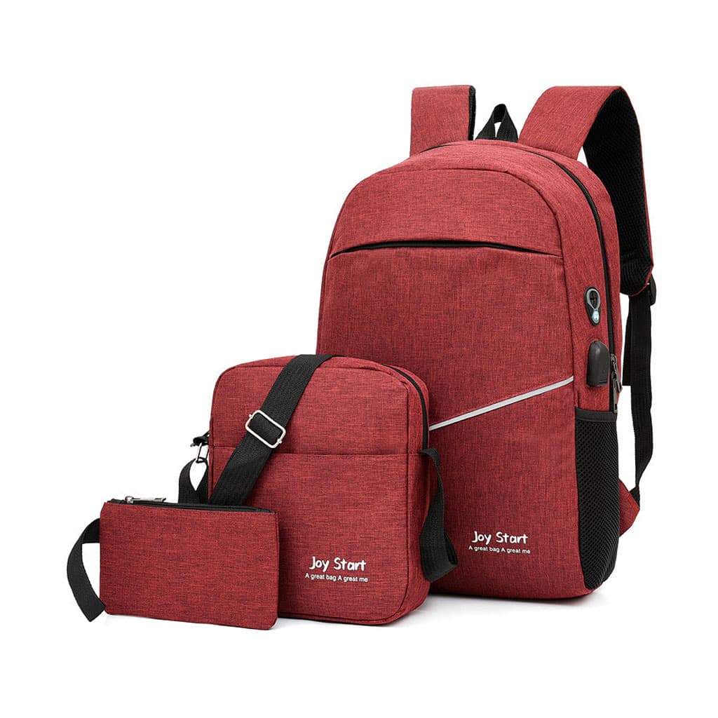 3 PCS Sac à dos multifonctionnel Avec Sortie USB ET Sortie kit-man - Grenat — صورة 1