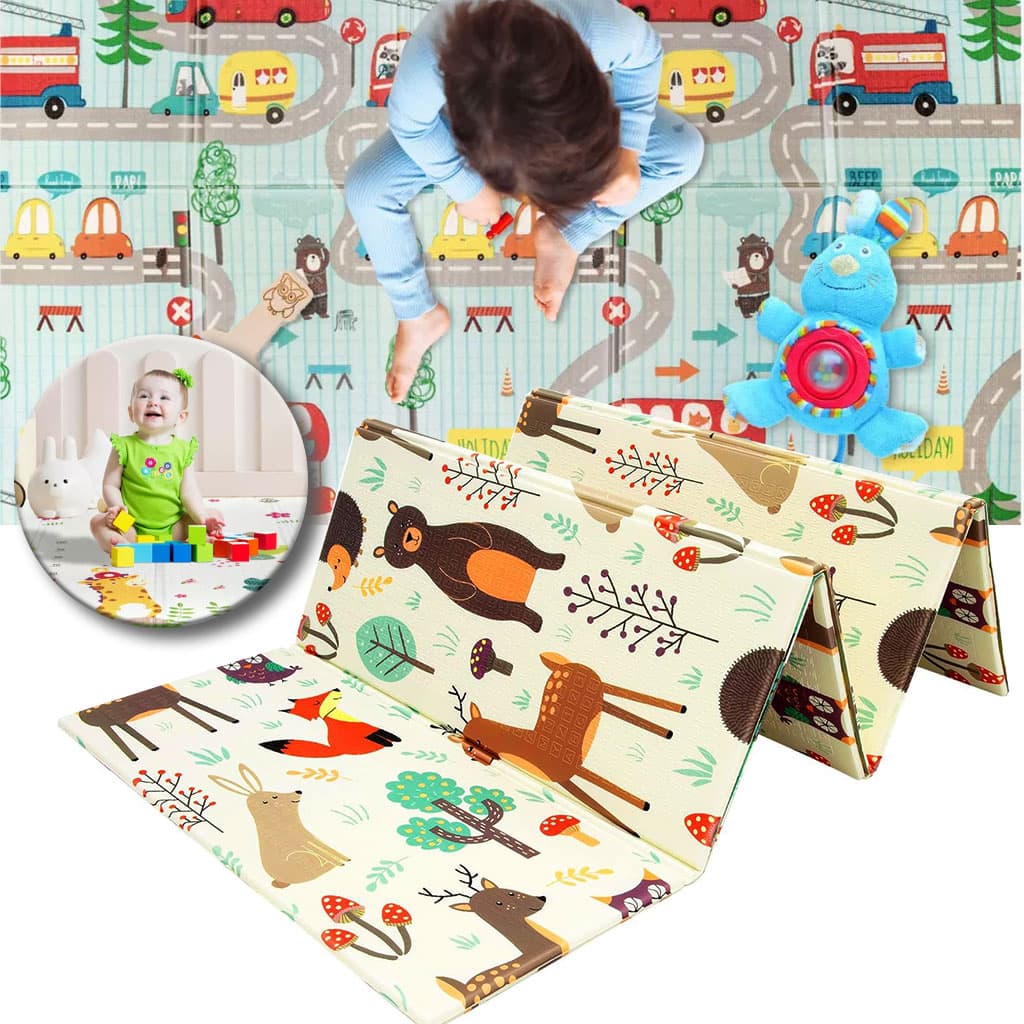 Tapis de jeu pour bébé pliable mousse XPE double face imperméable — صورة 2