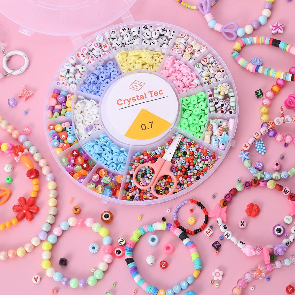 Ensemble de fabrication de bijoux Pour enfant 19 grilles Rond - مجموعة صنع المجوهرات للأطفال — صورة 1