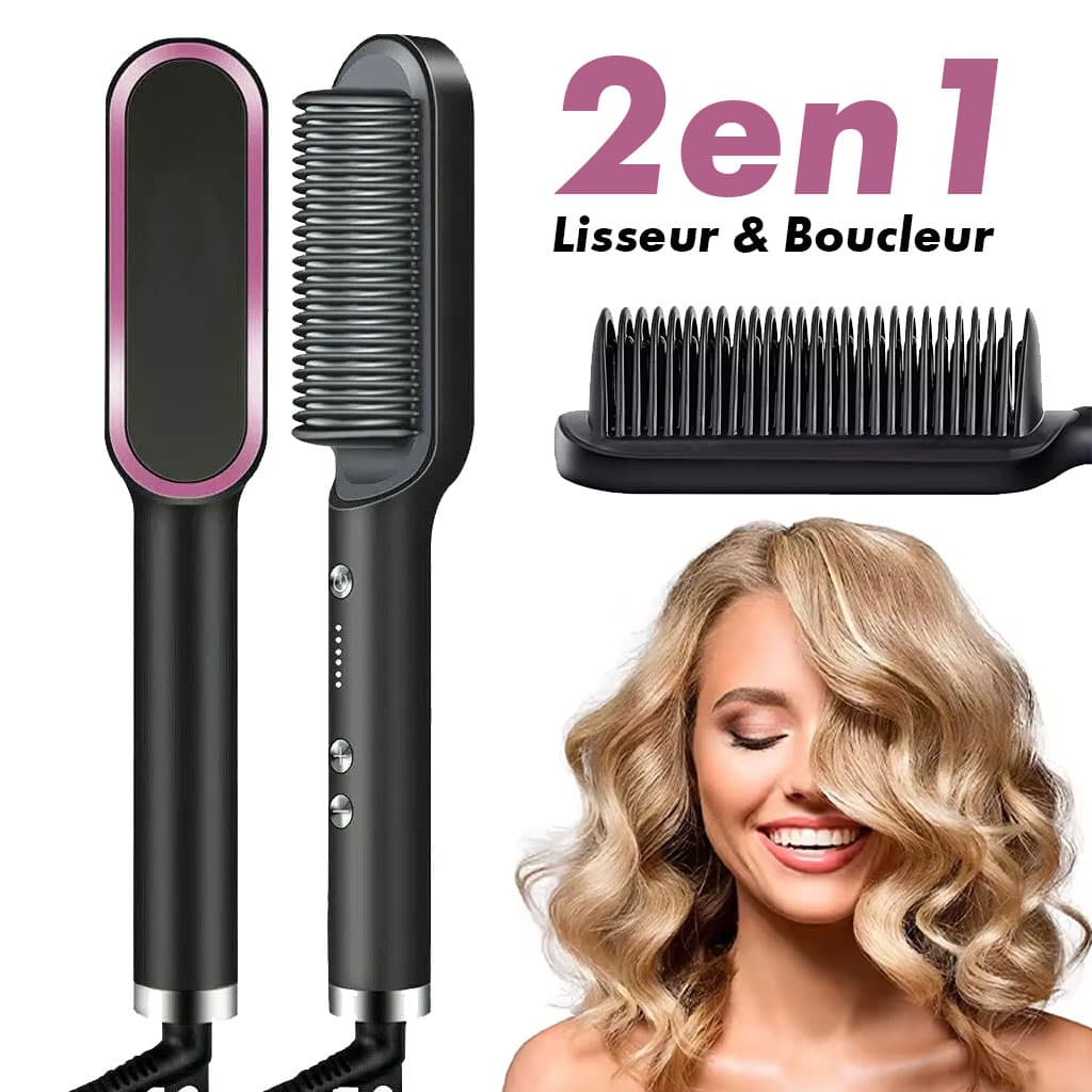 Brosse à cheveux chauffante en céramique 6 niveaux de chaleur 360° – Lisseur HQT-909B — صورة 9