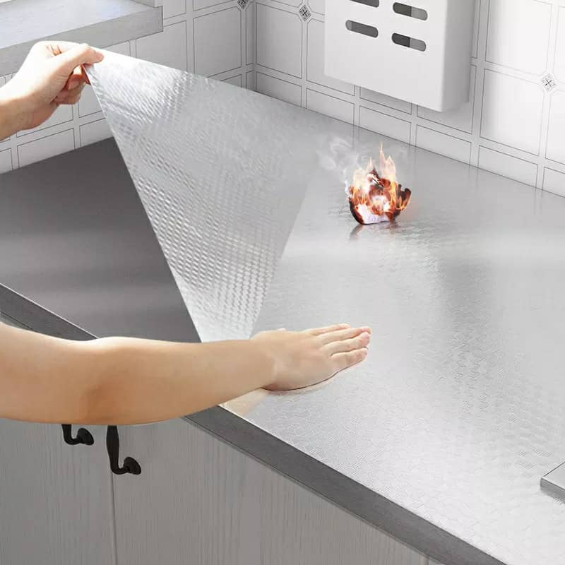 Autocollant d'aluminium auto-adhésif 5M Anti-l'huile pour cuisine — صورة 8