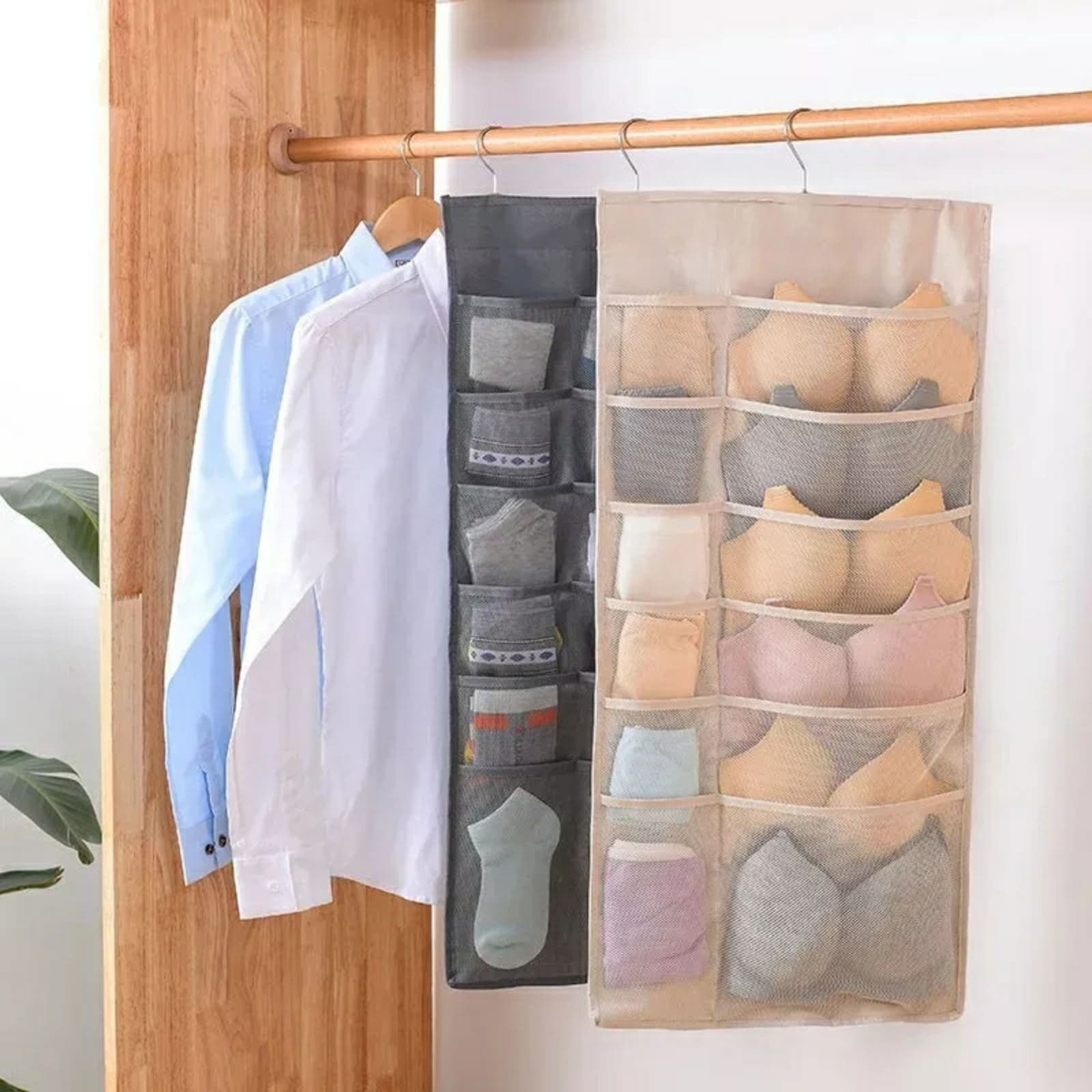 Organisateur de sous-vêtements multi-poches Double face suspendu de chaussettes de soutien-gorge — صورة 3