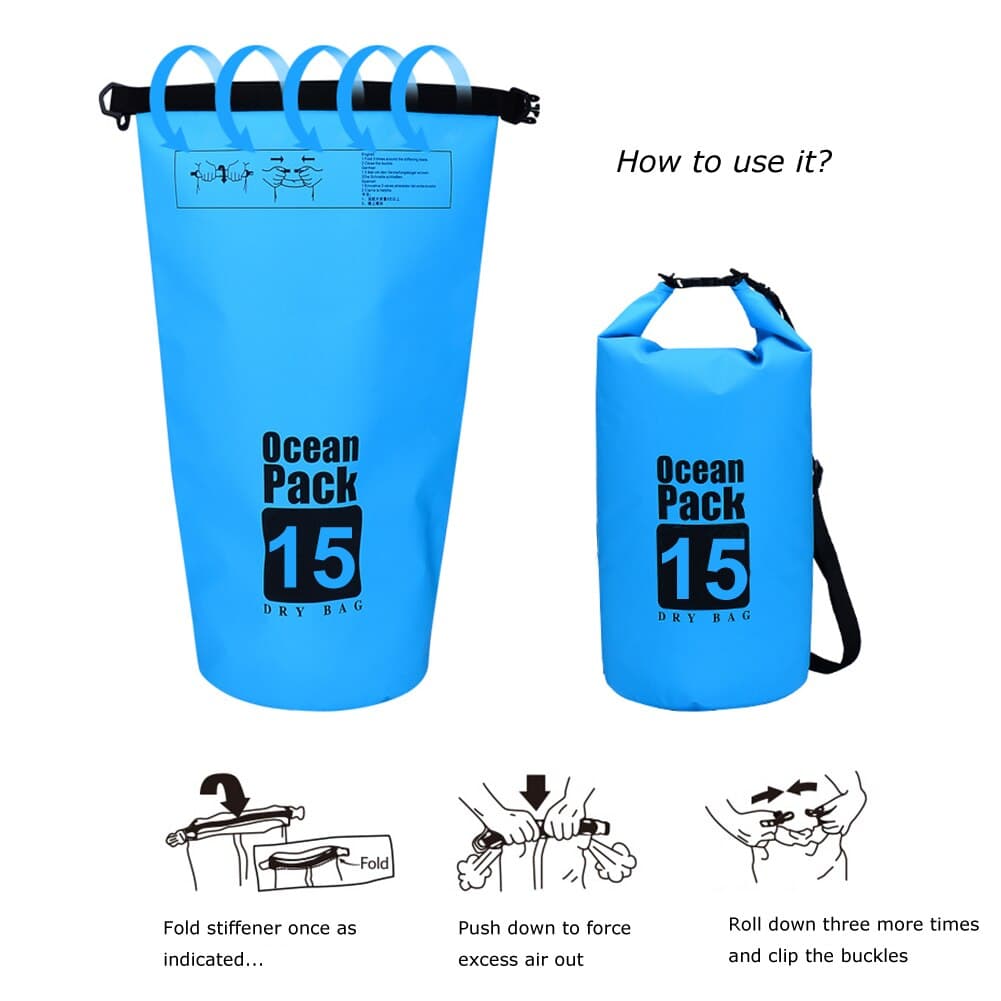 Sac Étanche Ocean Pack Dry Bag 15L Haute Résistance avec Double Bretelles - حقيبة مقاومة للماء بالكامل بسعة 15 لتر - Vacance & Loisir - صورة 5
