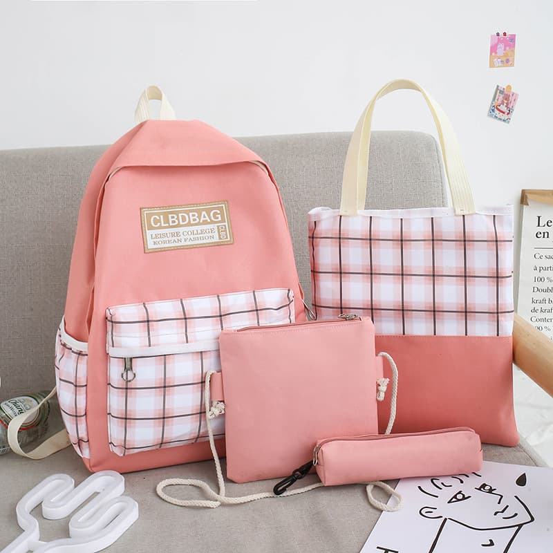 Ensemble scolaire CLBD Bag 4 en 1 sac à dos, sac, trousse , trousse à crayons - Rose — صورة 2