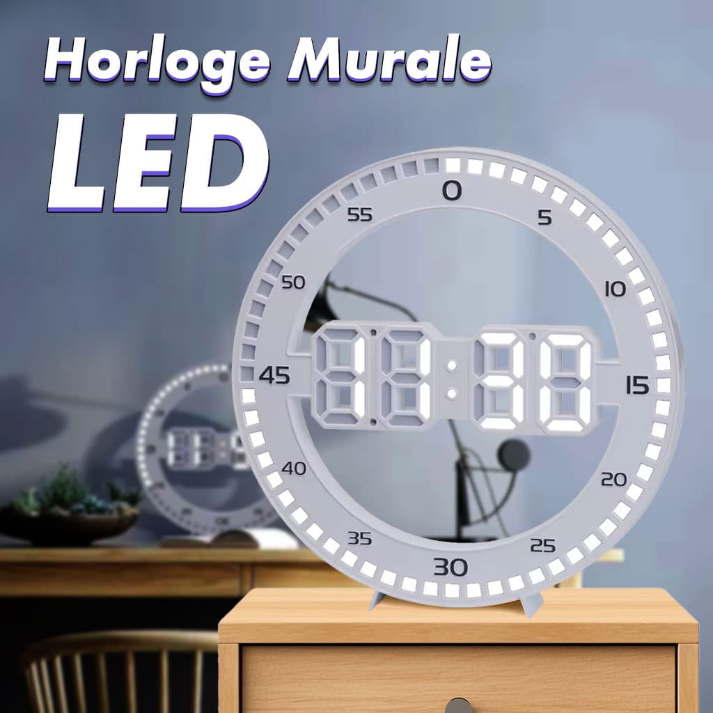 Horloge Murale et Réveil Affichage des Chiffres LED — صورة 1