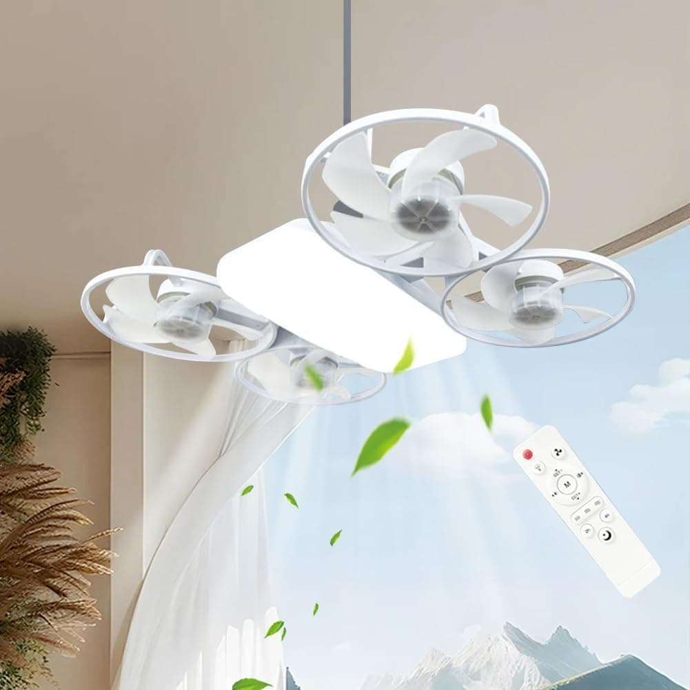 Ventilateur de Plafond Lumineux Design Drone E27 avec Télécommande - مروحة إضاءة ذكية بتصميم طائرة درون مع يد تحكم - Maison - صورة 1