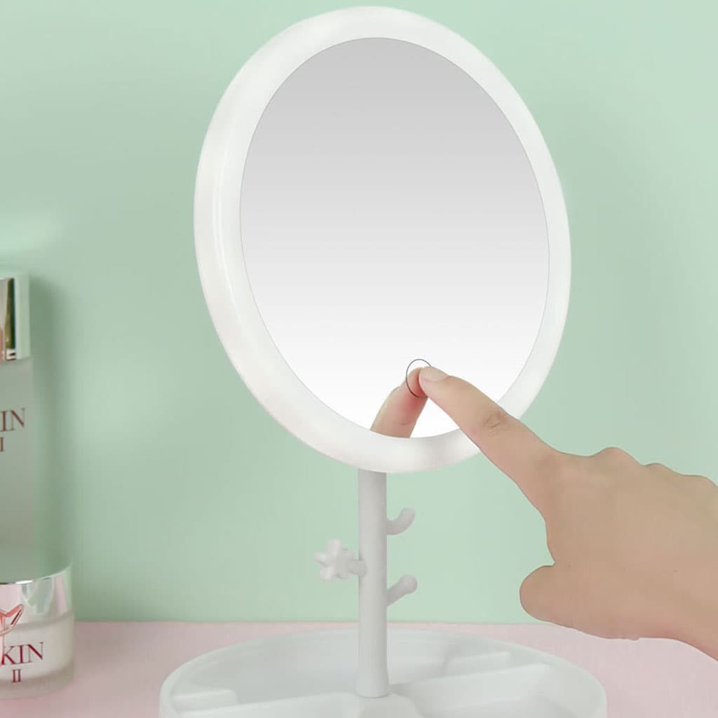 Miroir cosmétique avec lumière LED en forme Rond Rechargeable — صورة 4