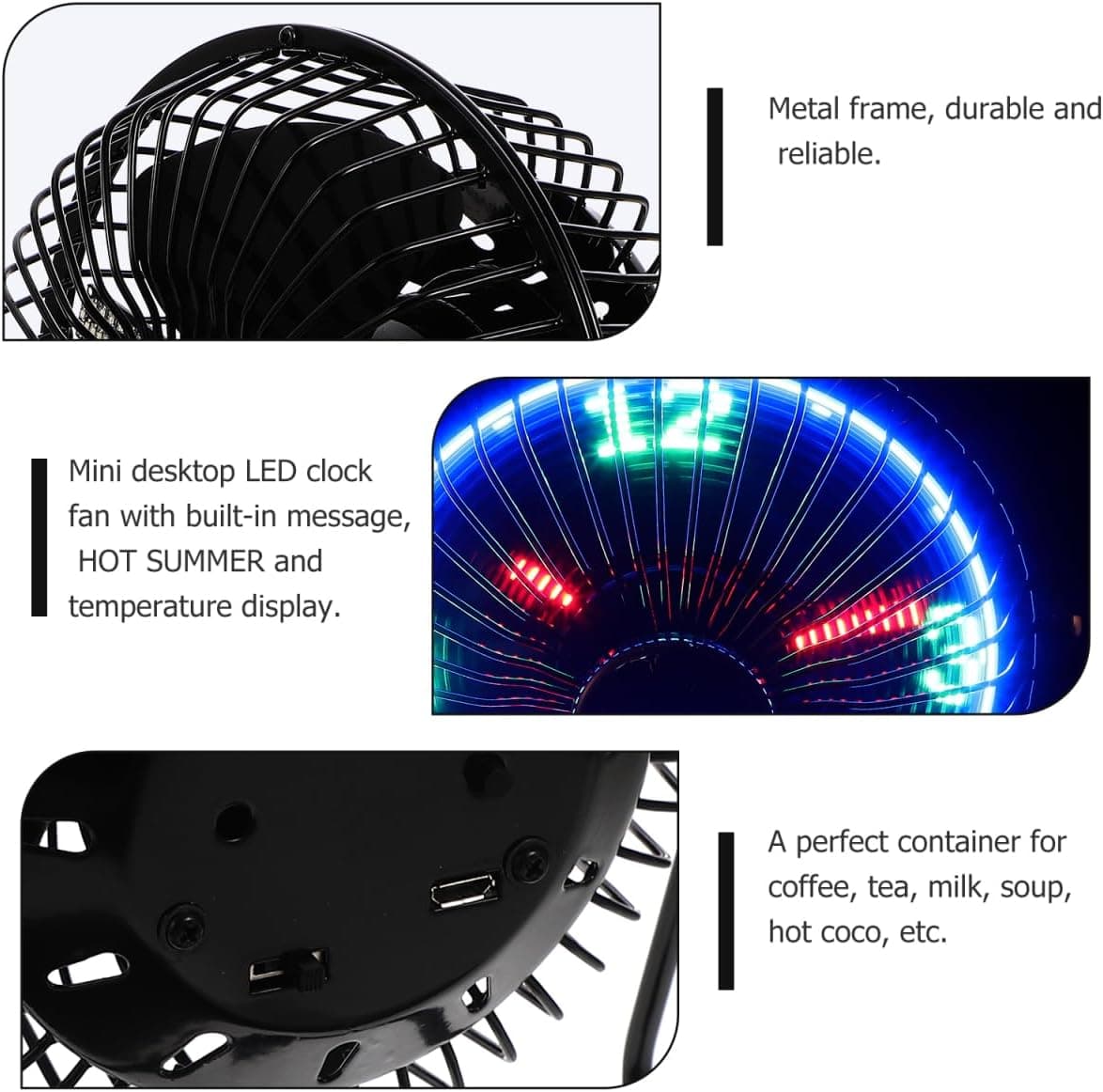 Ventilateur de Bureau LED avec Affichage de l'Heure et de la Température - مروحة المكتب الذكية بعرض الوقت ودرجة الحرارة - Électronique - صورة 7