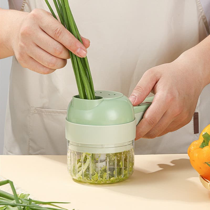 Set de coupe-légumes électrique portable 4 en 1 Chargement USB — صورة 3