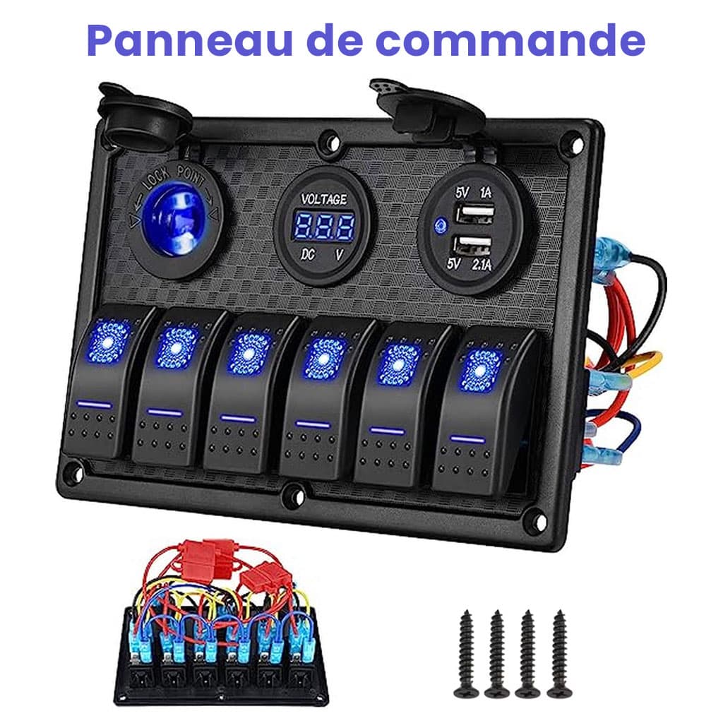 Panneau de commande 12 V pour Bateau avec Affichage de Voltage – لوحة تحكم — صورة 1