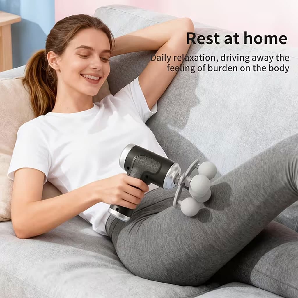 Pistolet de Massage Professionnel avec 9 Têtes Interchangeables pour Relaxation Totale - جهاز تدليك الجسم الاحترافي بـ 9 رؤوس لتدليك الأنسجة العميقة - Sport - صورة 11