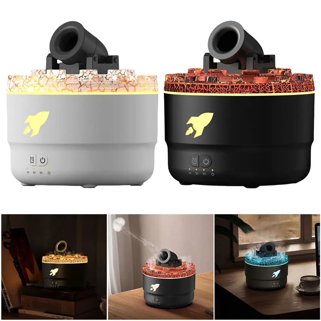 Humidificateur d’arôme à canon avec lumières LED colorées – معطر جو يضفي ديكور رائع في منزلك — صورة 6