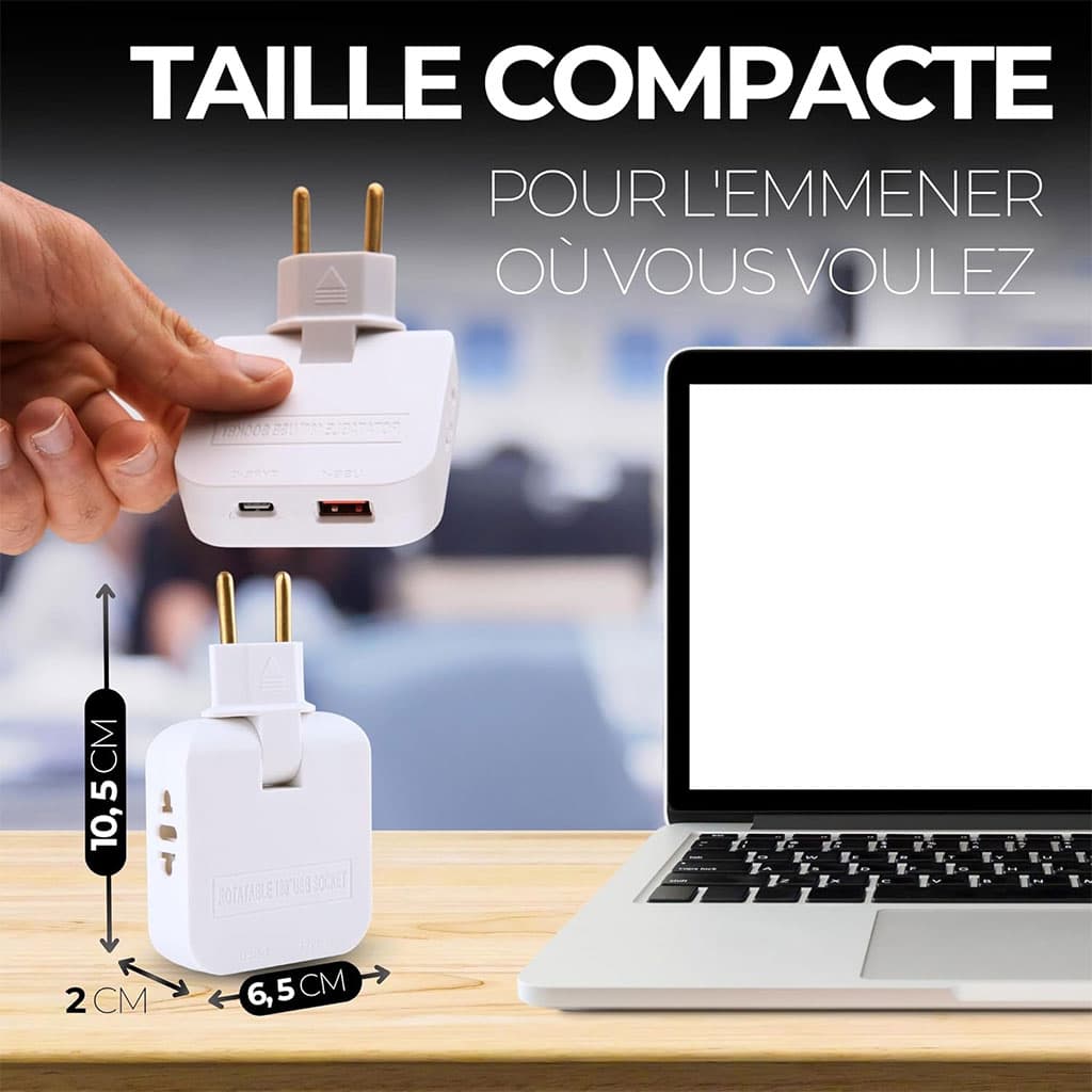 Pack 2 Multiprise Murale Plate Derrière Meuble avec USB – مقبس طاقة — صورة 3