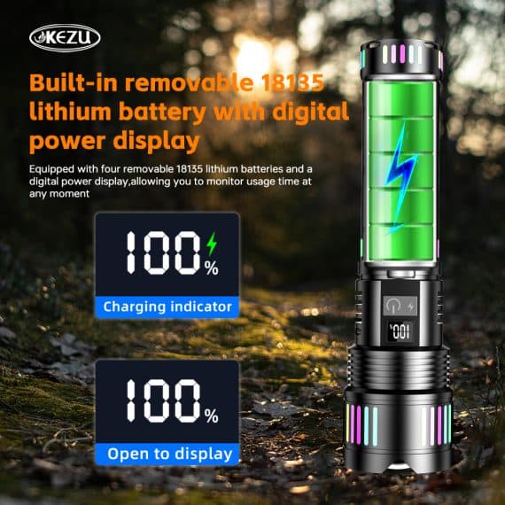 مصباح يدوي تكتيكي قوي | Lampe Torche 2000 Lumens | بطارية 16000mAh — صورة 7