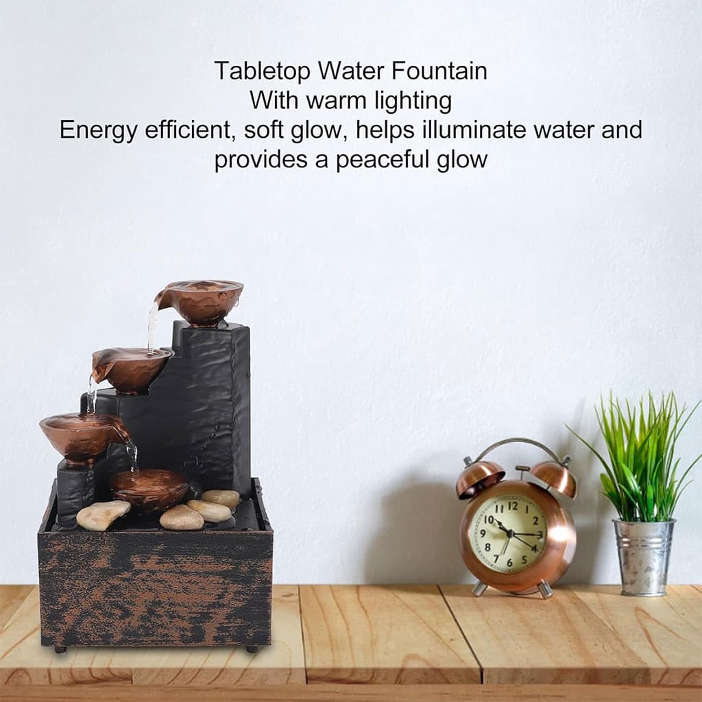 Fontaine à eau cascade avec éclairage LED pour décoration intérieure et ambiance V1 — صورة 5