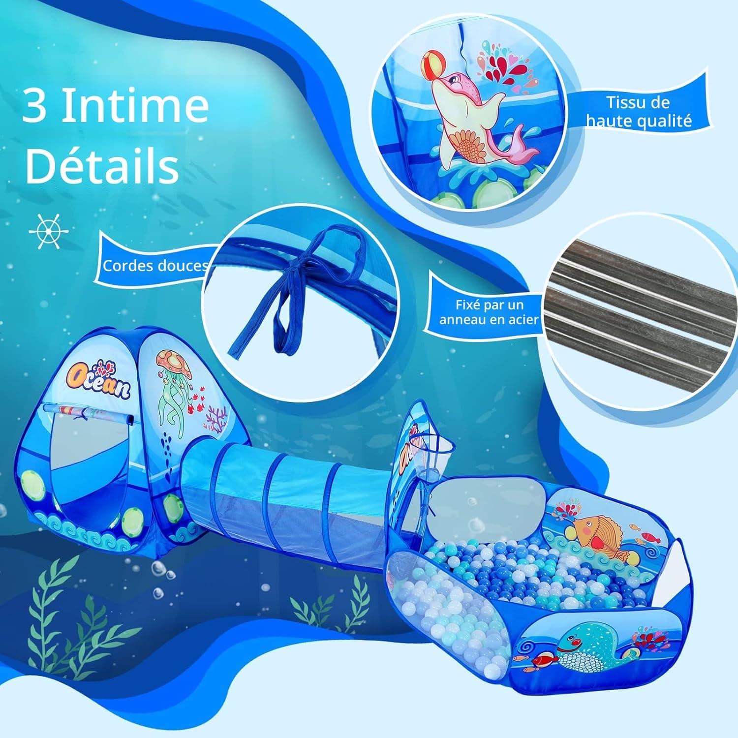 Tente de Jeu et Tunnel 3-en-1 pour Enfants - 1خيمة ألعاب الأطفال المتكاملة 3 في - Jouet & Gaming - صورة 2