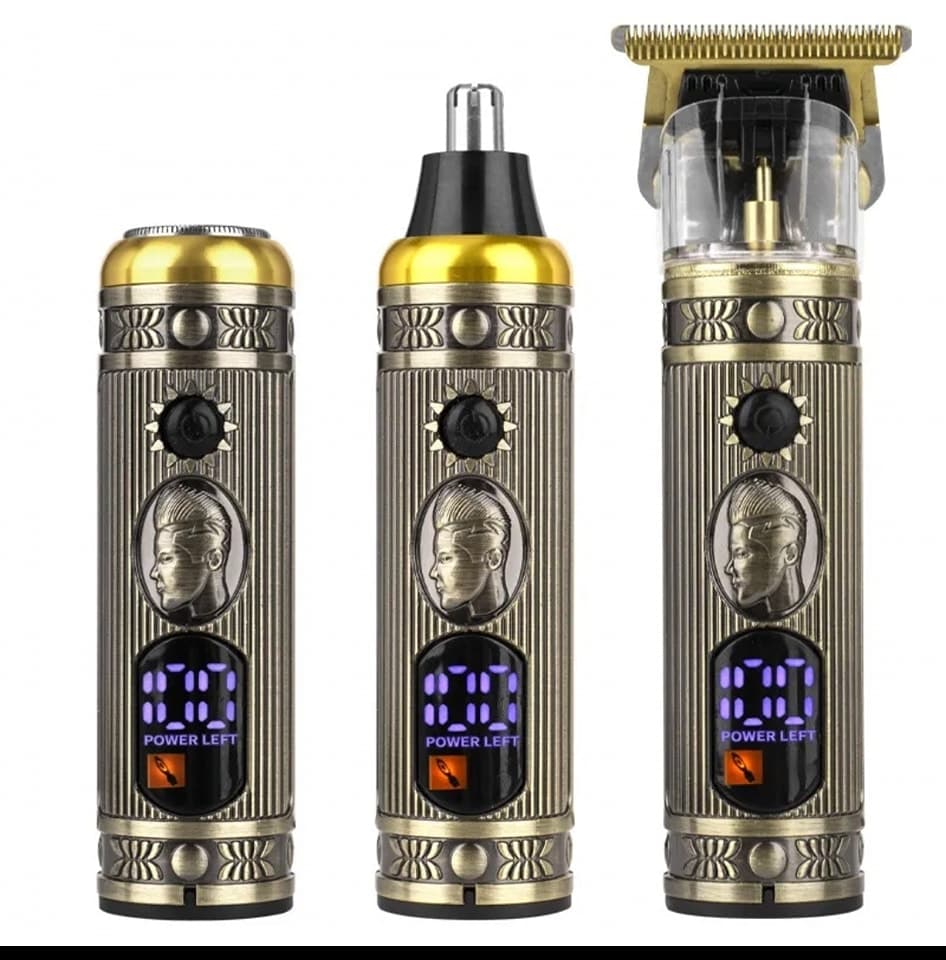 Ensemble de rasoir électrique pour hommes, tondeuse pour barbe et nez, chargeur USB, avec écran LCD — صورة 1