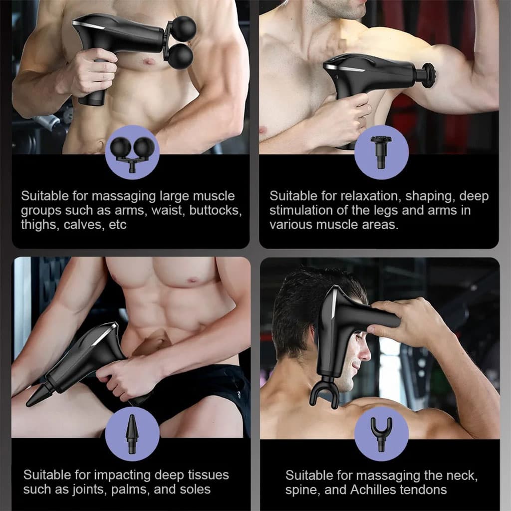 Masseur de tissus musculaire électrique à double tête à 6 vitesses – جهاز تدليك متعدد الرؤوس — صورة 3