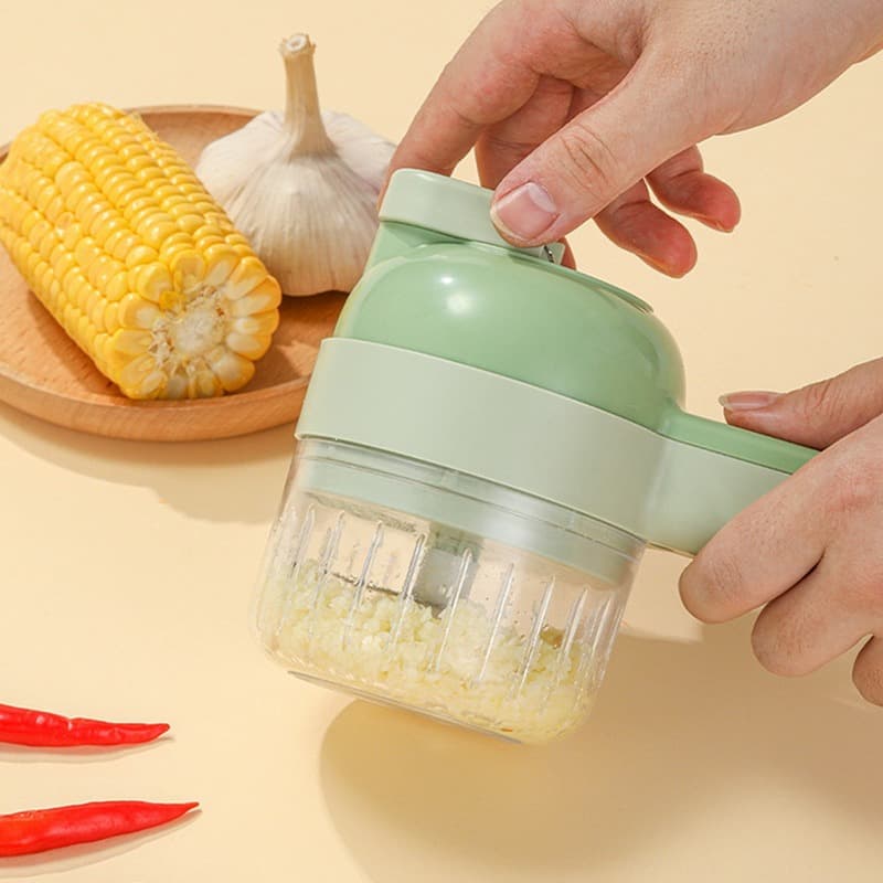 Set de coupe-légumes électrique portable 4 en 1 Chargement USB — صورة 5
