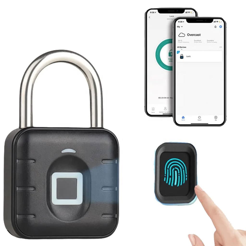 Cadenas à Empreintes Digitales étanche, Serrure Biométrique En Métal Sans Clé — صورة 1