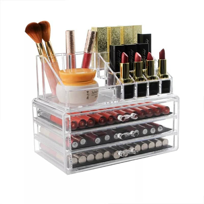 Boîte de rangement de maquillage acrylique avec 3 tiroirs — صورة 7