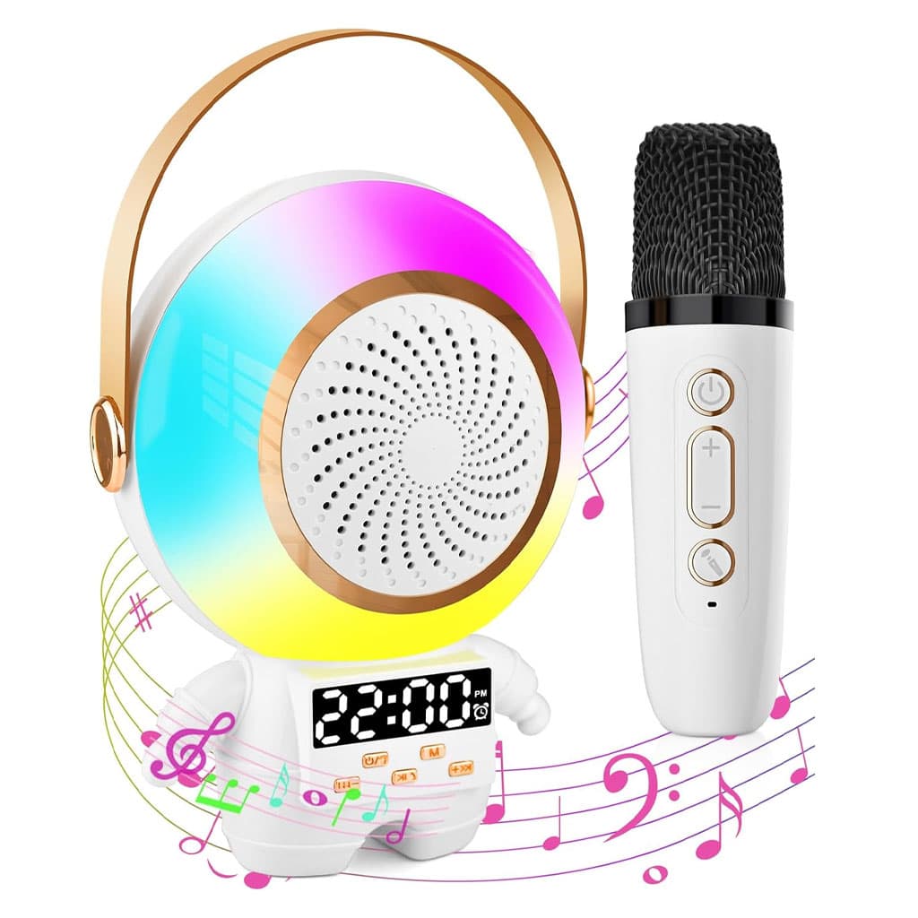 Haut-parleur Bluetooth karaoké astronaute avec microphone et réveil intégré — صورة 1