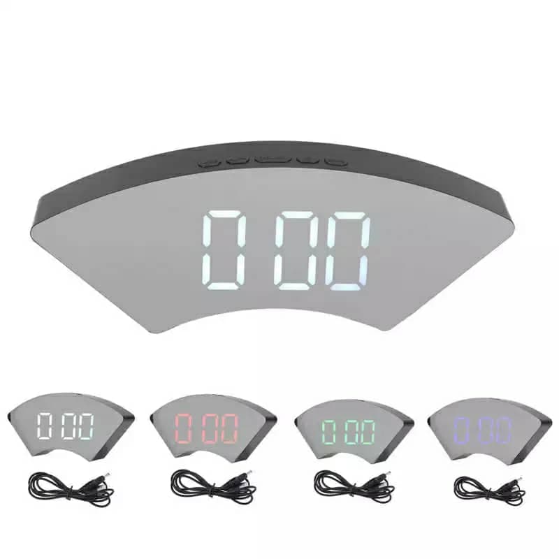 Horloge numérique miroir grand écran pour chambre à coucher — صورة 4