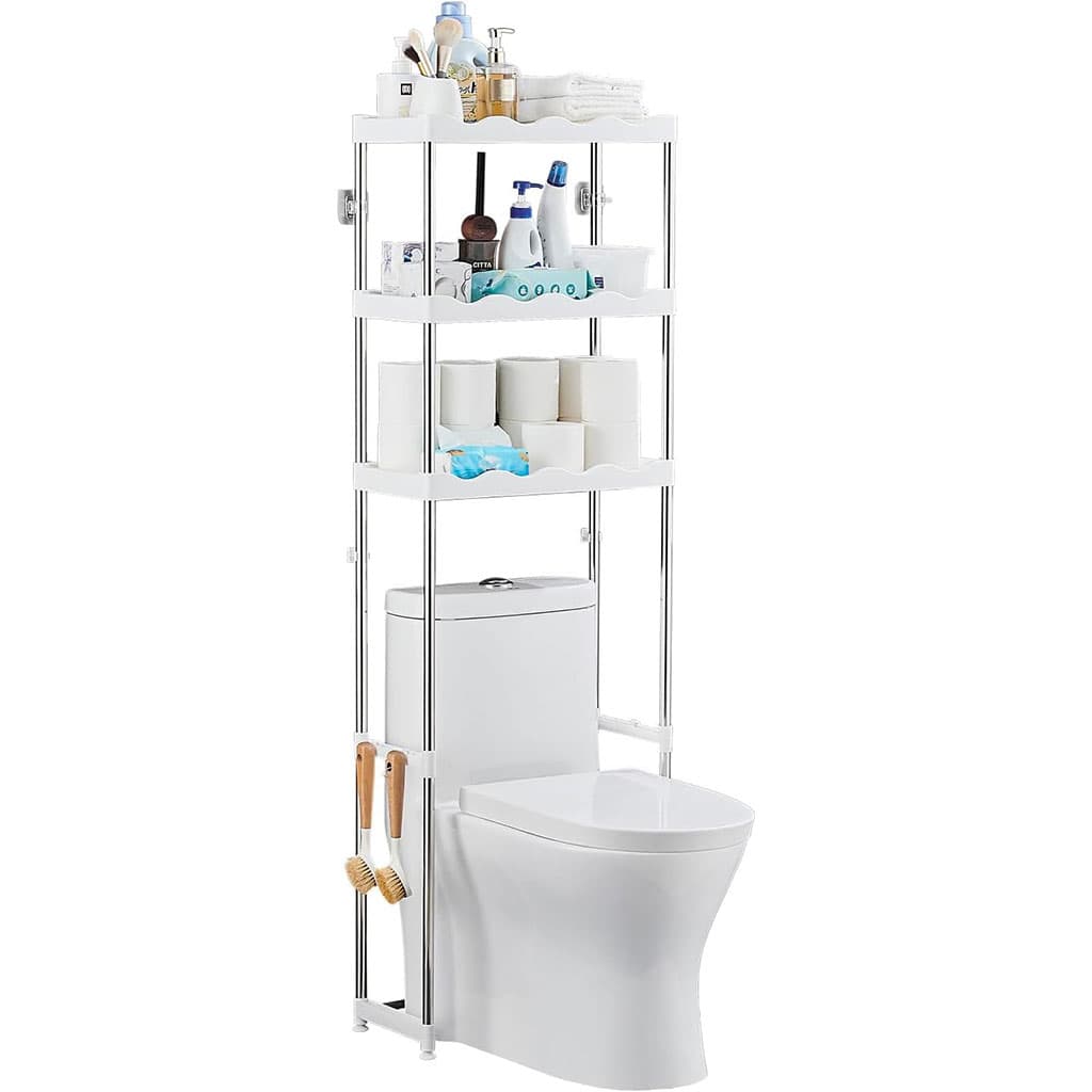 Étagère de salle de bain au-dessus des toilettes à 3 niveaux — صورة 6